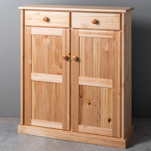 Storage Cupboard with 2 Doors and 2 Drawers Clear Pine (2)