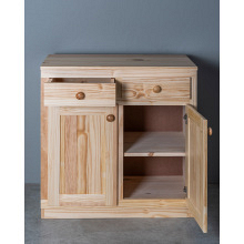 2 Door and Drawer Floor Kitchen Cupboard (Pine Top) Clear Pine (4)